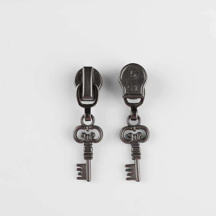 Бегунок автоматический для молнии «Спираль», №5, декоративный «Ключ», 10 шт, цвет чёрный никель Бегунок автоматический для молнии «Спираль», №5, декоративный «Ключ», 10 шт, цвет чёрный никель