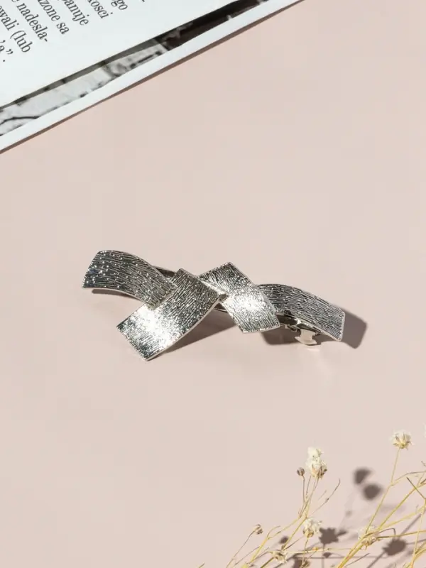 Заколка - автомат для волос &laquo;Либерти&raquo;, пересечения, 7 см, серебро