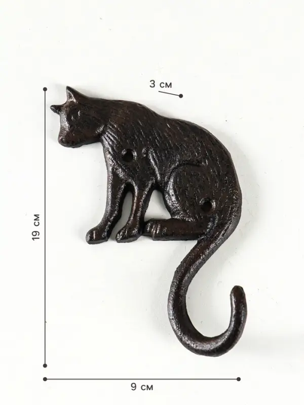 Настенный крючок декоративный &laquo;Кошечка&raquo;, чугун, 9&times;3&times;18 см