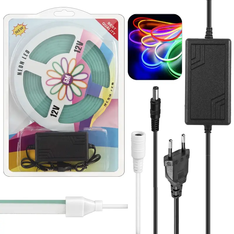 Светодиодная лента 5м гибкая неоновая синяя (40шт/кор)