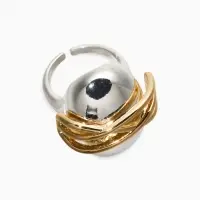 Кольцо медь "Сетка на овале", цвет серебряно-золотой, безразмерное