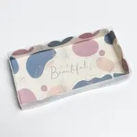 Коробка для печенья, кондитерская упаковка с PVC крышкой, &laquo;Абстракция&raquo;, 10.5 х 21 х 3 см