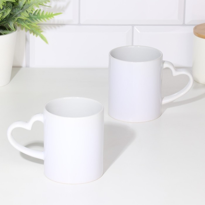 Кружка под сублимацию, с фигурной ручкой "Сердце" белая внутри и ручка стандарт 320мл