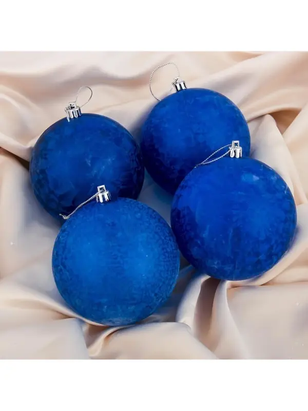 Ёлочные игрушки &laquo;Туман&raquo;, шары новогодние, d=10 см, набор 4 шт., синий