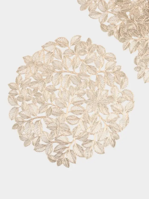 Набор салфеток сервировочных на стол Доляна &laquo;Листья&raquo;, 38&times;38 см, 4 шт., ПВХ, золотистый