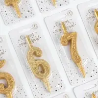 Свечи для торта цифры &laquo;Золотой узор&raquo; 10.2 см, в шоу-боксе, 50 штук