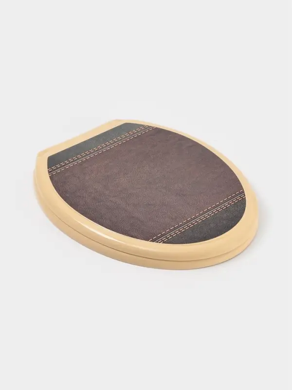 Сиденье для унитаза &laquo;Декор. Кожа&raquo;, 44.5&times;37.5 см, с крышкой, коричневое