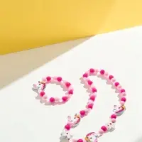 Набор детских украшений Выбражулька &laquo;Единорожек&raquo;, 2 предмета: бусы, браслет, розовый