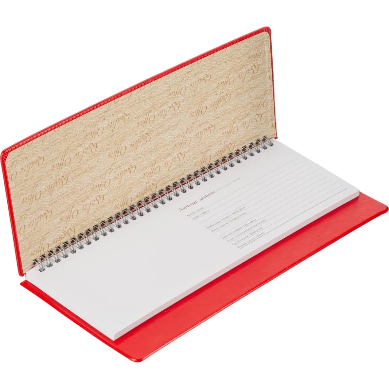 Планинг недатированный 305 х 130 мм Velvet красный 128 стр. 3-364/10