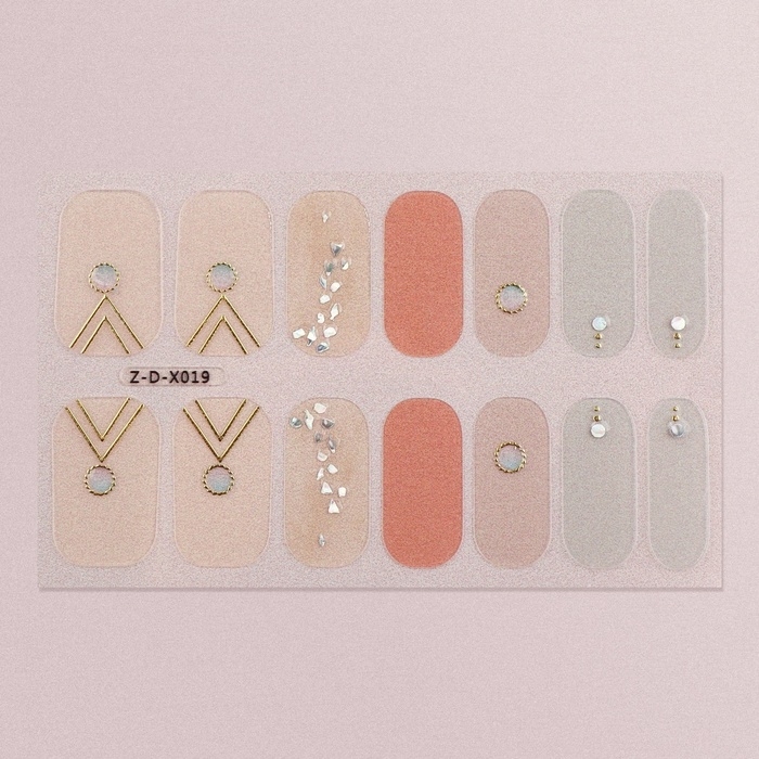 Лаковые полоски для маникюра, 14 шт, цвет бежевый/розовый/голубой Лаковые полоски для маникюра, 14 шт, цвет бежевый/розовый/голубой