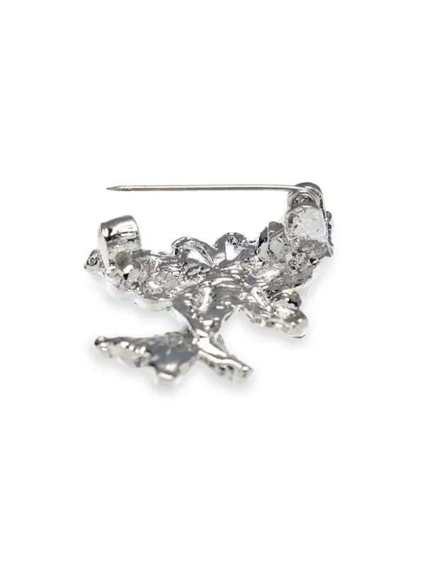 Брошь &laquo;Бабочки порхающие&raquo;, серая в серебре