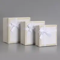 Набор подарочных коробок 3 в 1, квадратные, белый, 19&times;19&times;9.8; 17&times;17&times;8; 15&times;15&times;6.5 см