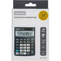 Калькулятор настольный КОМП Attache, AС-225, 12р, дв.пит, серый,147x105x33