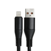 Кабель Lightning - USB, 5 A, оплётка TPE, утолщенный, 1 метр, чёрный