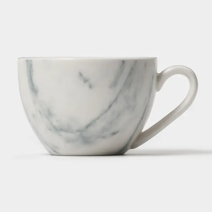 Чайный сервиз Magistro Real Marble, 2 персоны, 4 предмета: 2 чашки 120 мл, 2 блюдца d=12.5 см, фарфор, белый, серый