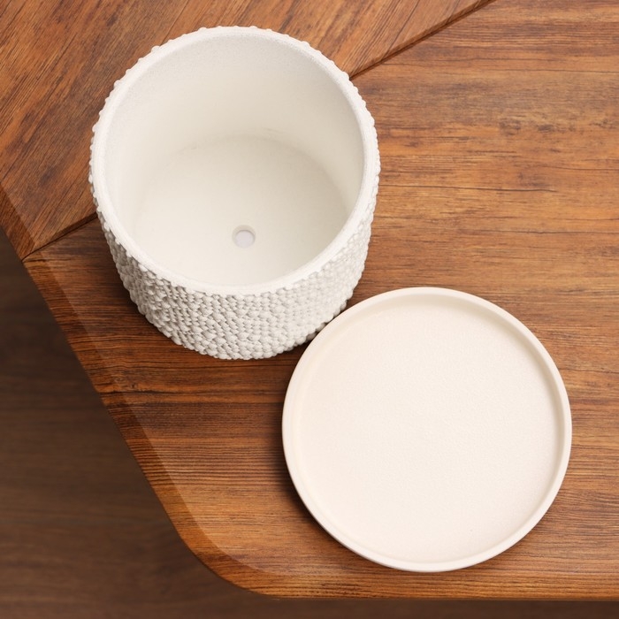 Горшок цветочный Горшок цветочный "Бисер" белый цилиндр №2, 1,8 л