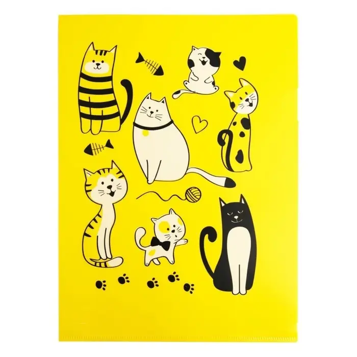 Папка-уголок А4, 180 мкм, Calligrata Папка-уголок А4, 180 мкм, Calligrata "Котики", полупрозрачная, с принтом, микс