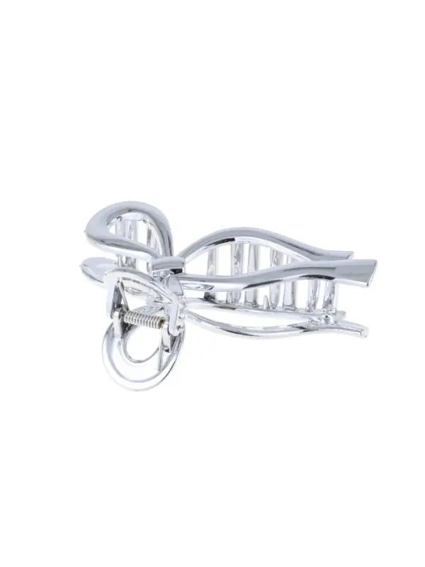 Краб для волос "Хилман" бант, 11 см, серебро