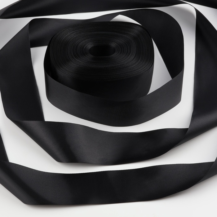 Лента атласная, 50 мм × 100 ± 5 м, цвет чёрный Лента атласная, 50 мм × 100 ± 5 м, цвет чёрный
