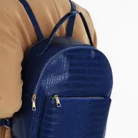 Рюкзак женский на молнии, с карманом, размер 24&times;12&times;31 см, синий
