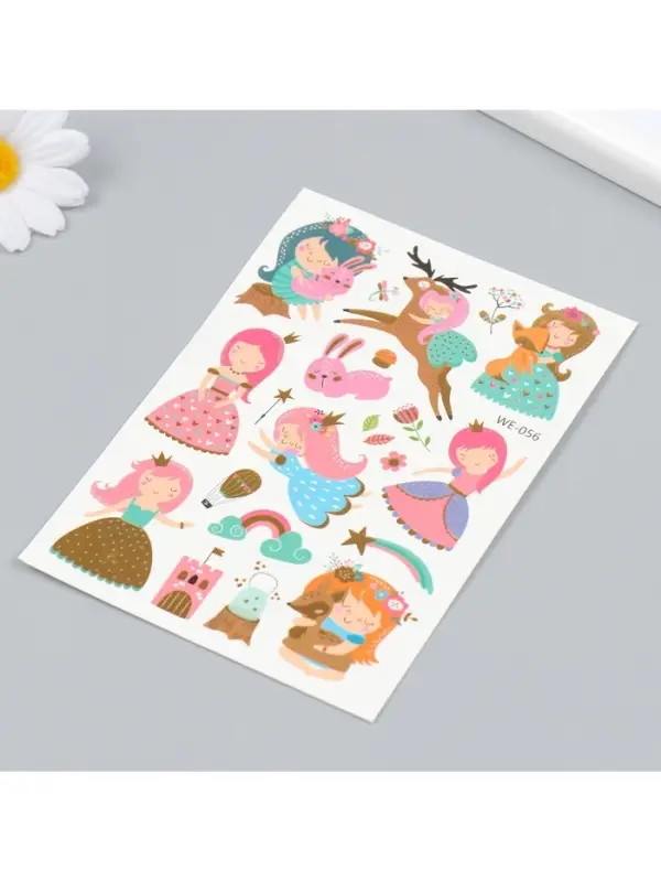 Переводные тату на тело цветные «Обнимашки со зверями», с золотом, 15×10.5 см