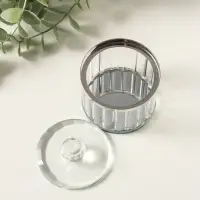 Шкатулка стекло с металлическим ободком "Шар" серебро 6,7х6,7х7 см