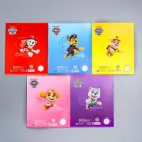 Тетрадь в клетку 12 листов, 5 видов МИКС, обложка мелованный картон, &laquo;Щенячий патруль&raquo;