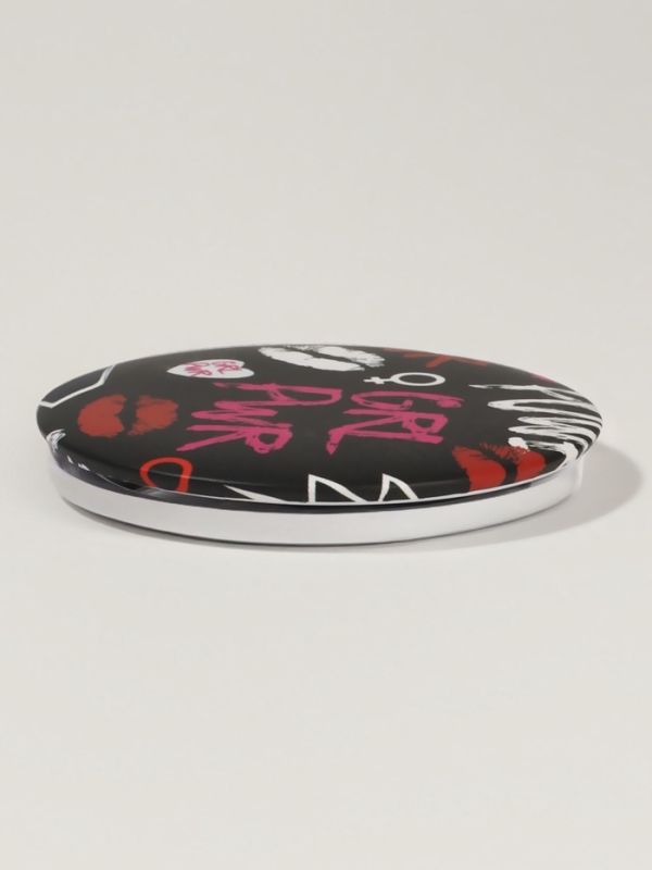 Зеркало складное круг (2) c/увел d7,3см GRL PWR черный пласт пакет QF