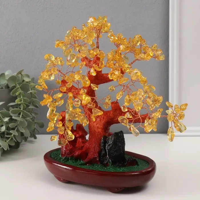 Бонсай декоративный &laquo;Янтарное денежное дерево&raquo;, 246 камней, 25&times;22&times;11 см