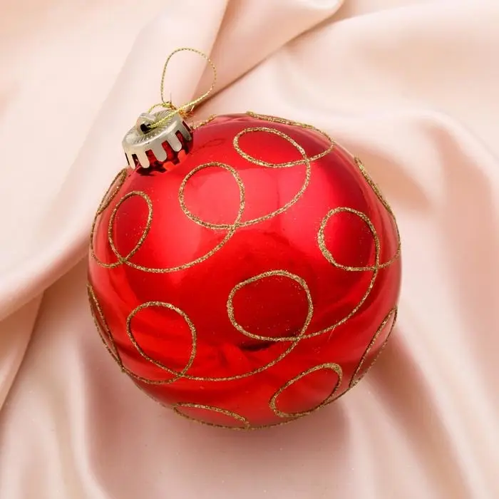 Шар пластик d-12 см Шар пластик d-12 см "Золотые завитки" красный