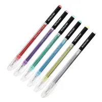 Набор гелевых ручек 6 цветов, корпус серебро в полоску, в блистере на кнопке