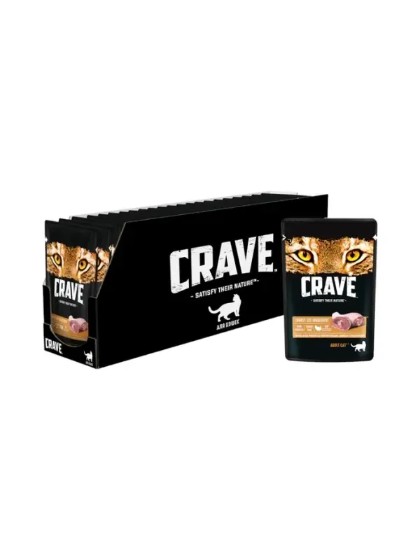 Влажный корм Crave для кошек, пауч индейка в желе, 70г Влажный корм Crave для кошек, пауч индейка в желе, 70г