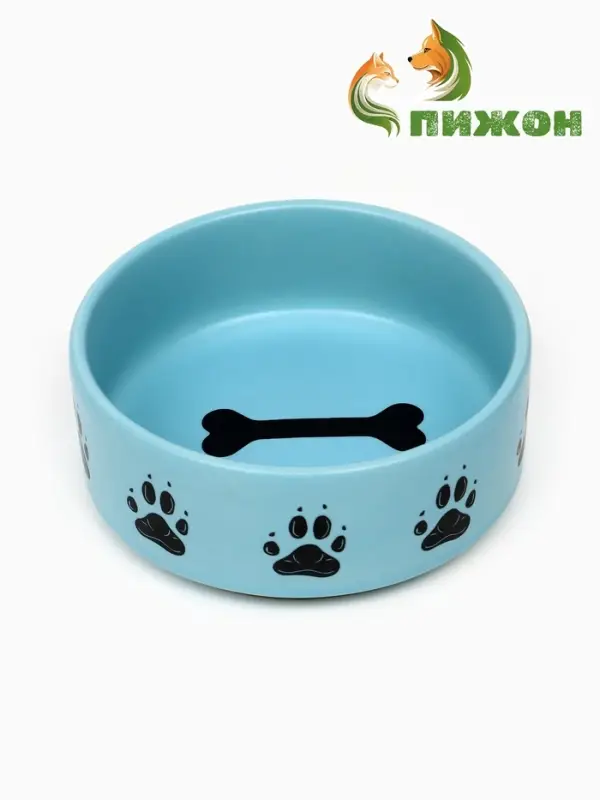Миска &laquo;Лапки&raquo;, 180 мл, 10.5&times;10.5&times;4 см, матовая, керамика, голубая