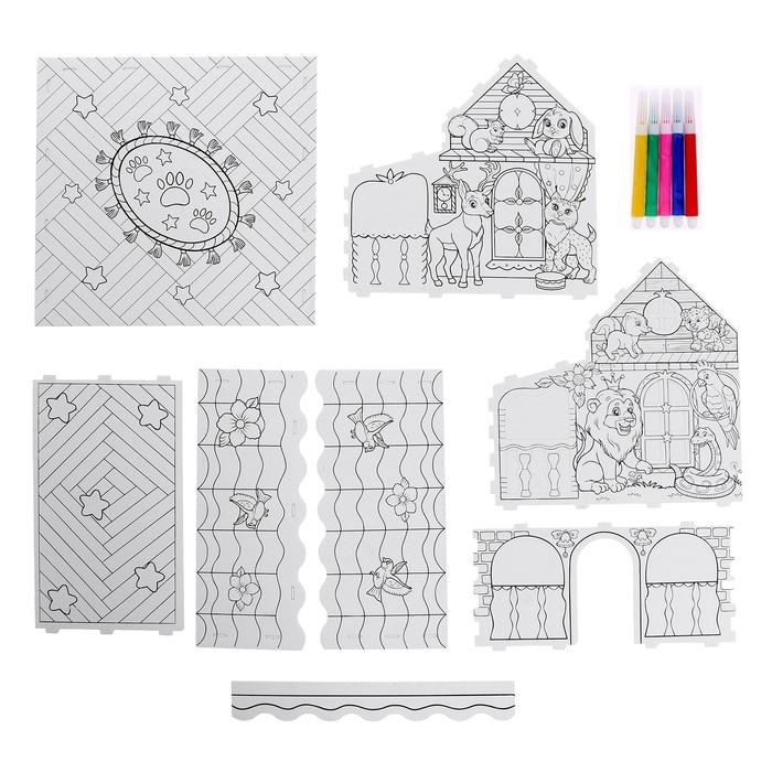 Набор для творчества &laquo;Домик-раскраска: Животный мир&raquo;, 8 деталей