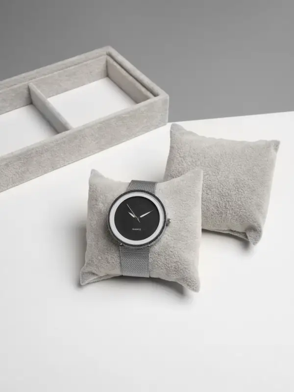 Подставка для часов, браслетов QF, флок, 4 места, 35&times;10&times;3 см, серая