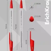 Ручка шариковая Erich Krause R=301 Classic Stick, узел 1 мм, красная