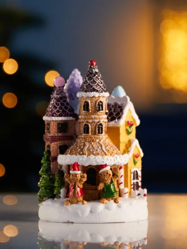 Фигура светодиодная  Фигура светодиодная "Пряничный замок" 10х7 см, 4 LED, LR41x3 (в компл), Т/БЕЛЫЙ