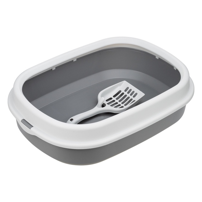 Лоток для кошек Ля-Мурр 48×35,5 см с бортом + совок, Soft-touch. смокки Лоток для кошек Ля-Мурр 48×35,5 см с бортом + совок, Soft-touch. смокки