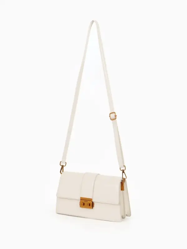 Сумка женская мессенджер TEXTURA на клапане, 26&times;8.5&times;14 см, молочная