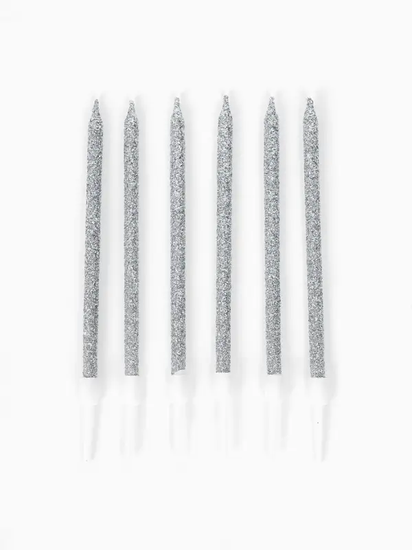 Свечи для торта "Твой день", набор 6 штук серебро