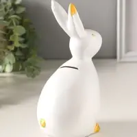 Копилка полистоун "Кролик" 21,5х10 см, белый с золотом