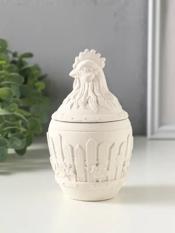 Шкатулка с крышкой для украшений &laquo;Петух&raquo;, 13&times;7 см, гипс