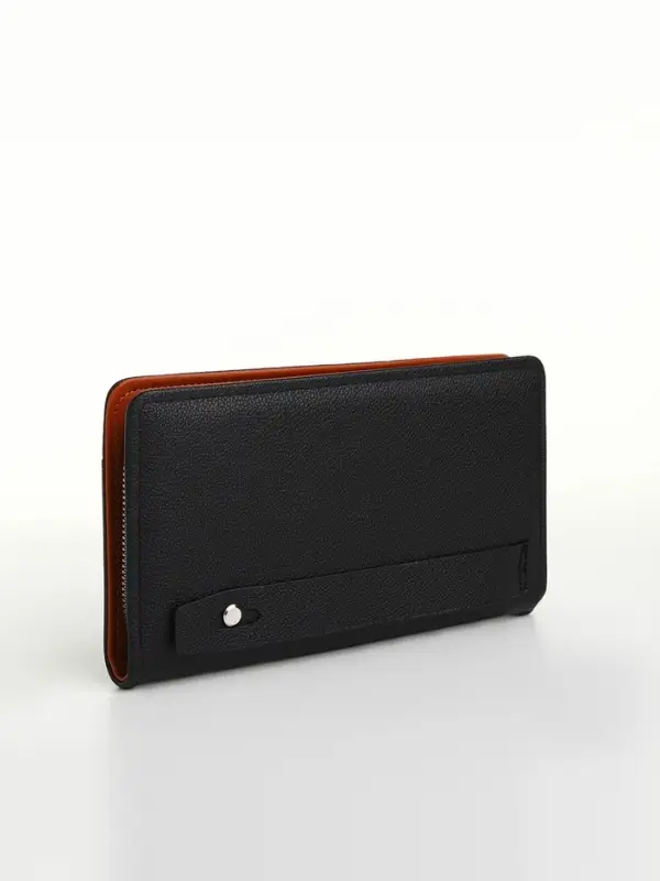 Портмоне-клатч мужской на молнии, с ручкой, наружный карман, чёрное