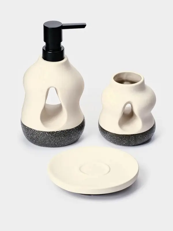 Набор для ванной SAVANNA &laquo;Изгиб&raquo;, 3 предмета, дозатор для мыла, стакан, мыльница
