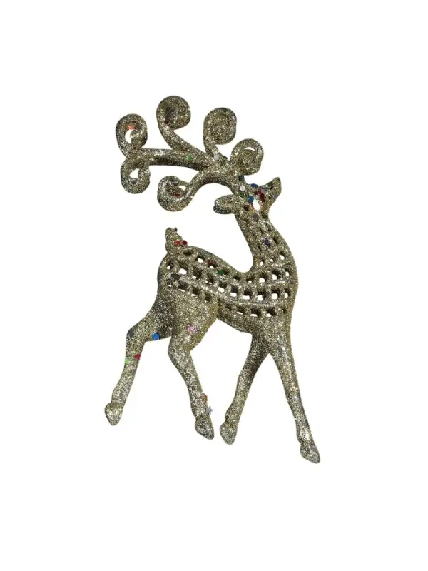 Ёлочные игрушки 2 шт. &laquo;Зимнее волшебство. Ажурный олень в блёстках&raquo; пластик, 5.5&times;12 см, серебро/золото