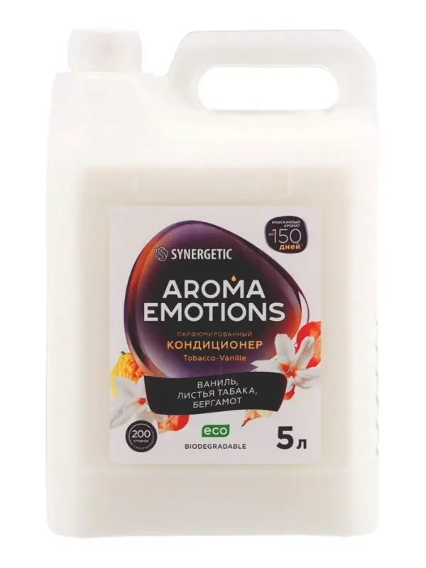 Кондиционер для белья парфюмированный SYNERGETIC ваниль, табак, бергамот, 5 л