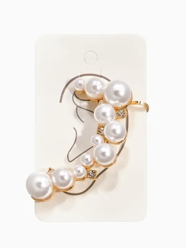 Серьга кафф &laquo;Жемчужное сокровище&raquo;, цвет белый в золоте