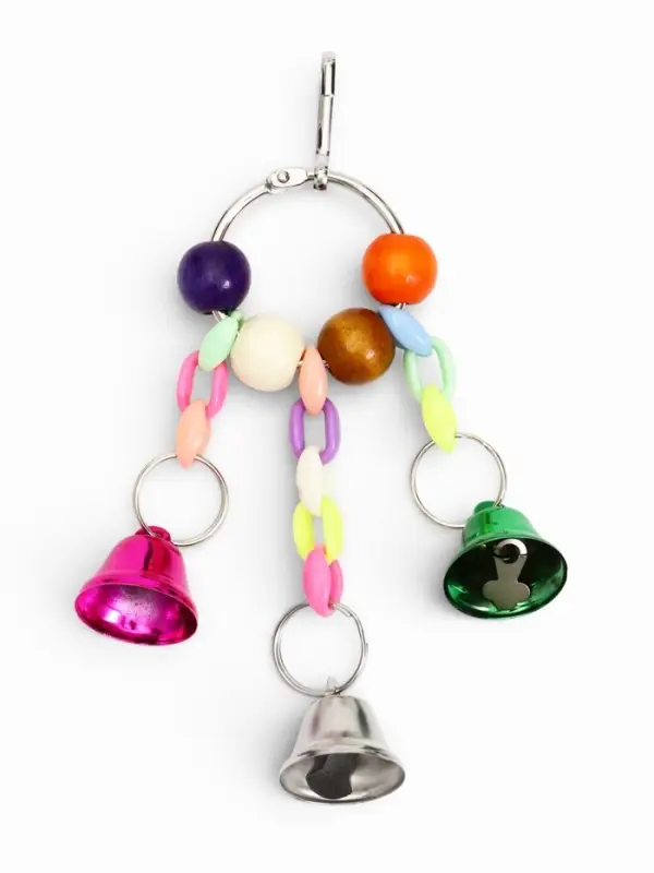 Игрушка для птиц "Кольцо" с колокольчиками, 13,5 х 5 см, микс цветов