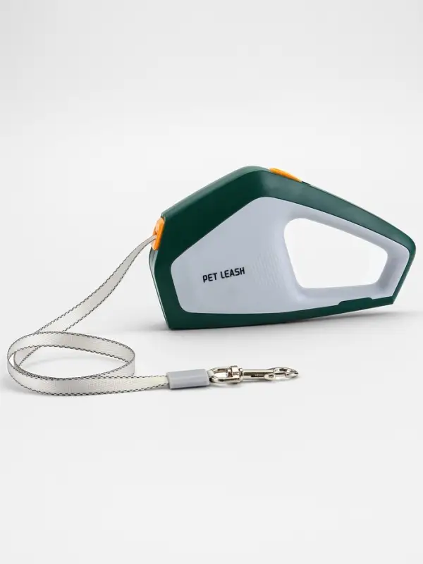 Рулетка - поводок для собак, лента 3 метра, белая, зелёная