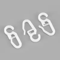 Крючок для штор, пластиковый, 3.2&times;1.5 см, 100 шт., белый